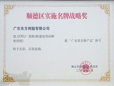 一哥荣获：2008年顺德实施名牌战略奖，沙发喷胶